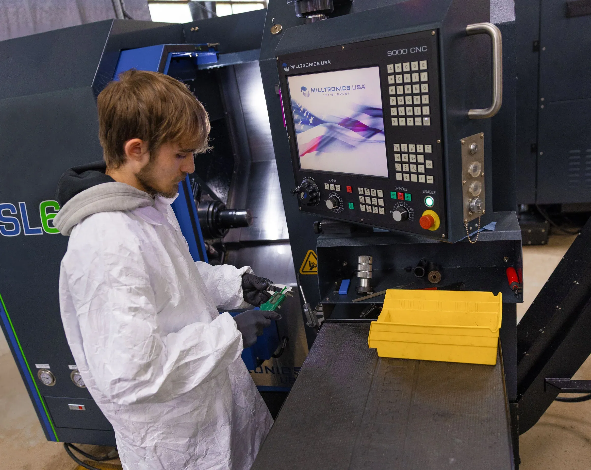 CNC lathe machining a cylindrical component
