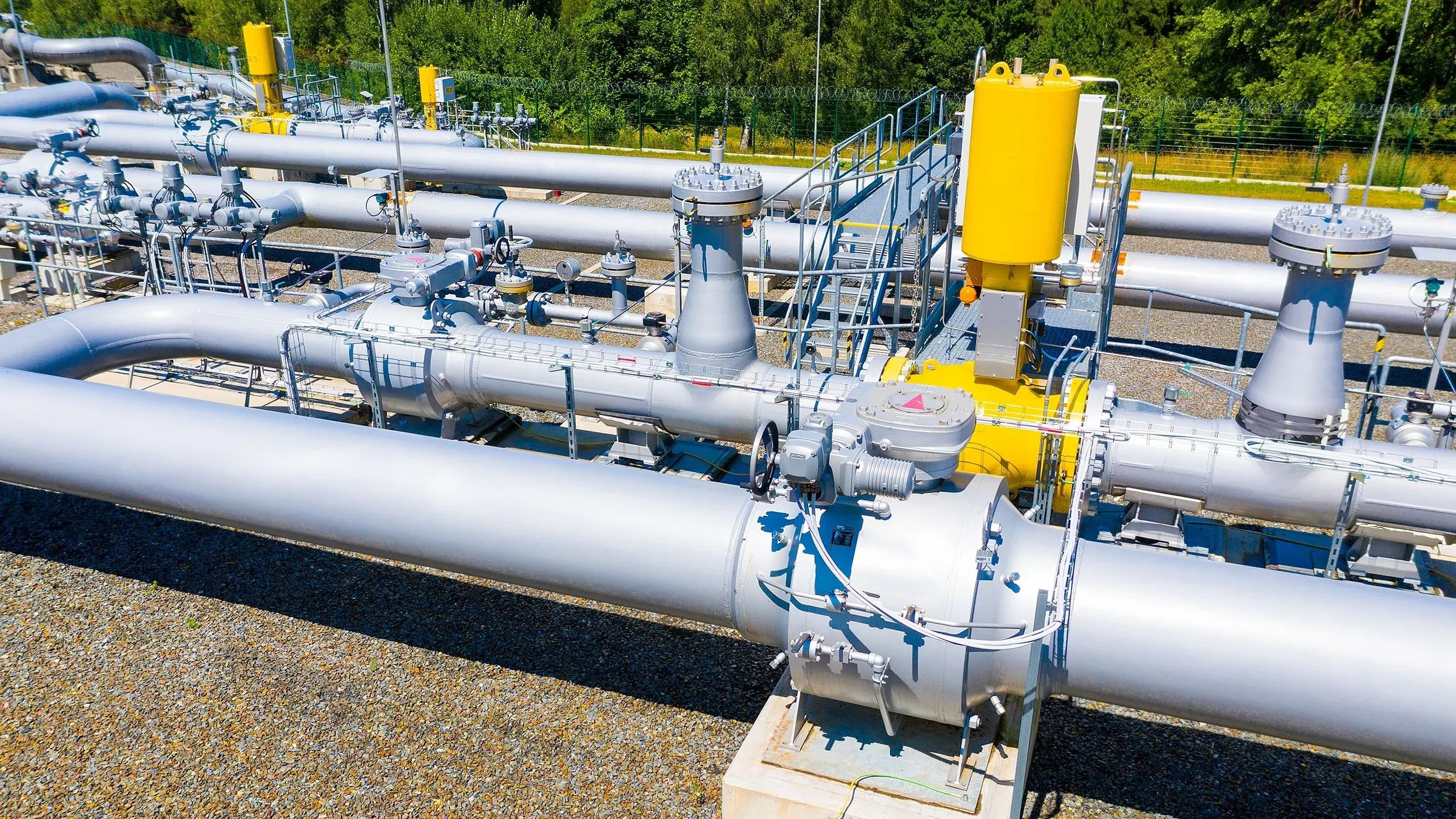 Valves and metering equipment at a gas pipeline station