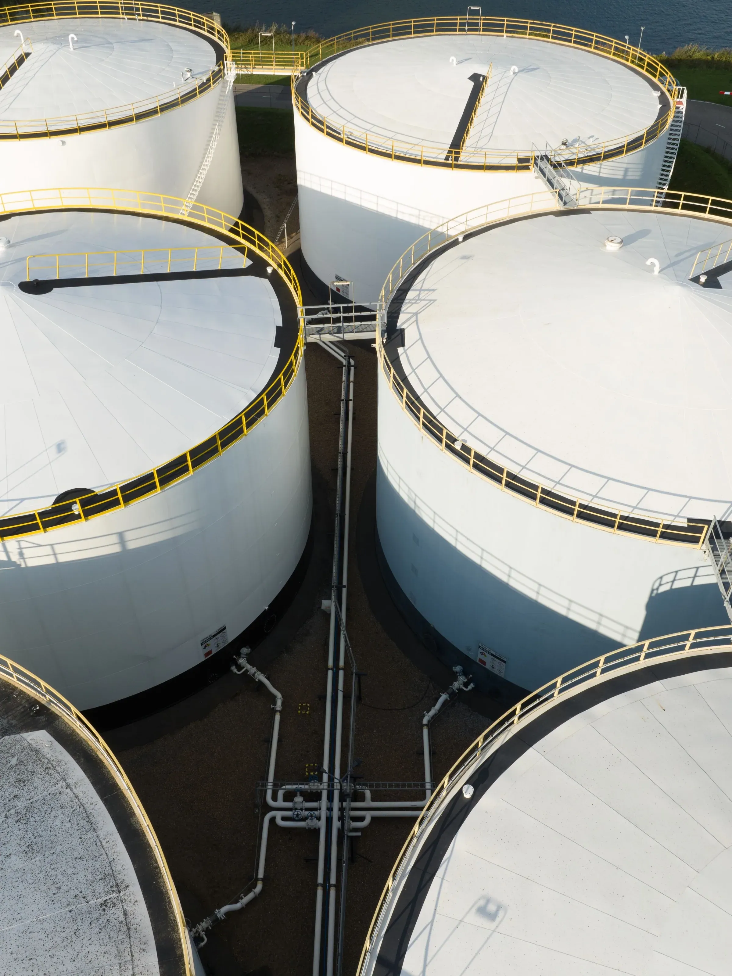 Above-ground storage tanks seen from the air